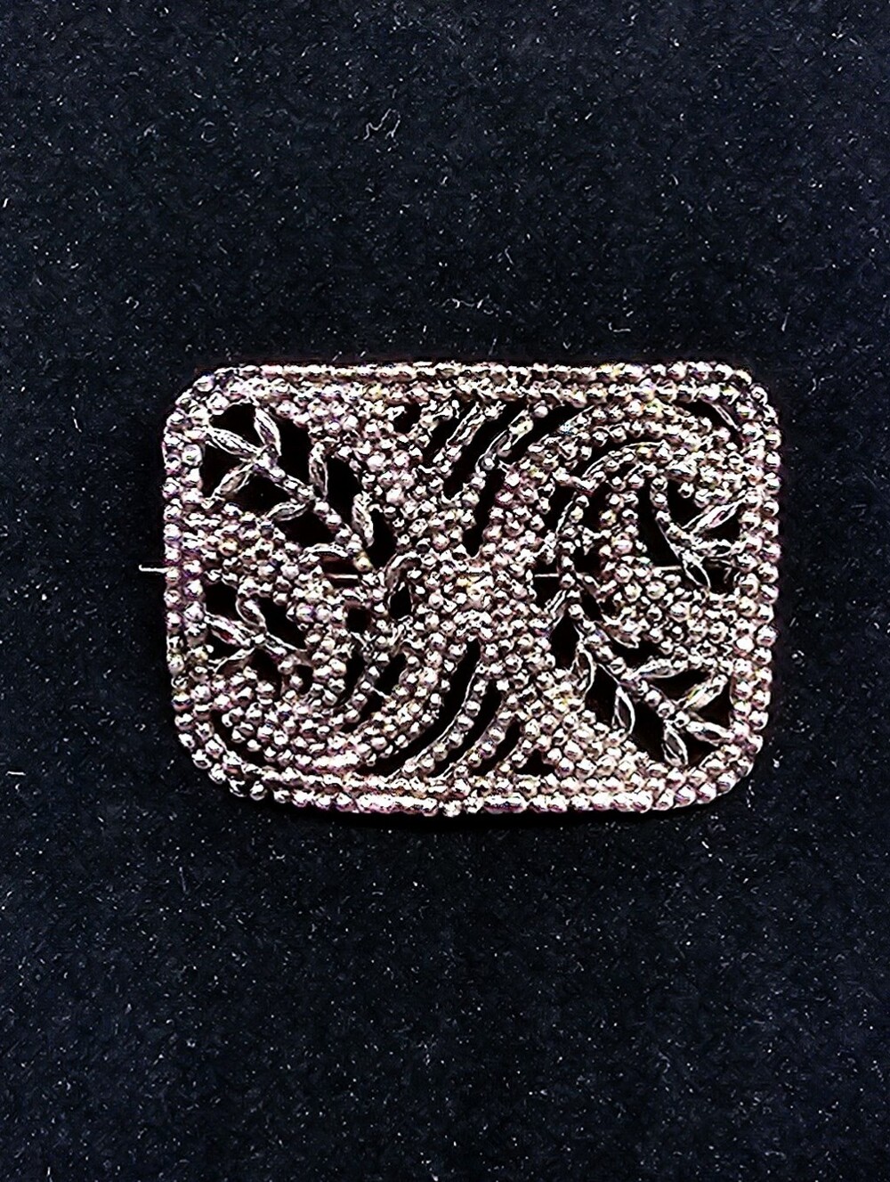 Antique Vintage Art Deco French Steel Cut Pin Brooch